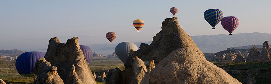 hot air balloons flying over spectacular cappadocia
