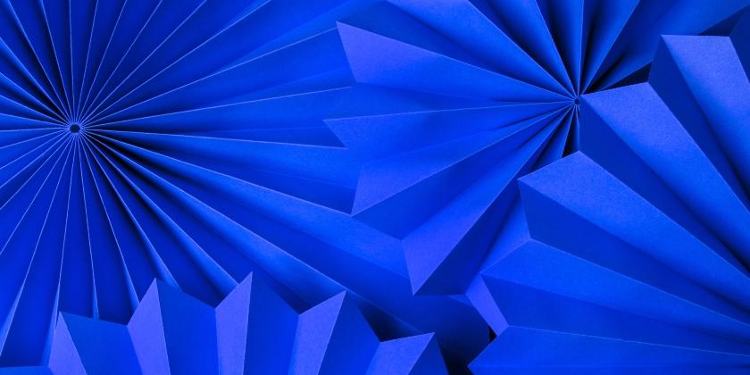 Minimalistic blue paper origami