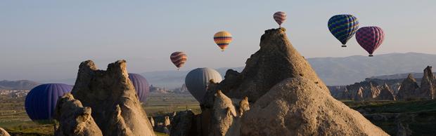 hot air balloons flying over spectacular cappadocia